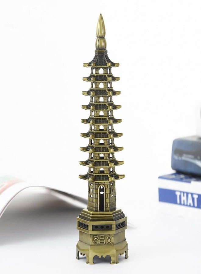 Chiorgone Nine-Tier Wenchang Pagoda Feng Shui Statue - Chinese Tower for Academic Success, Business Prosperity & Home Decor (Antique Bronze) - Image 5